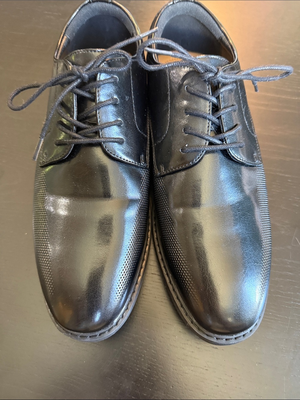 Boys Black Lace-Up Dress Shoes